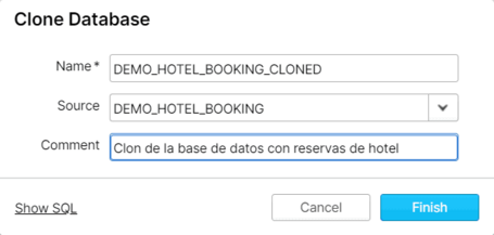 undefined Snowflake UI - Clone database