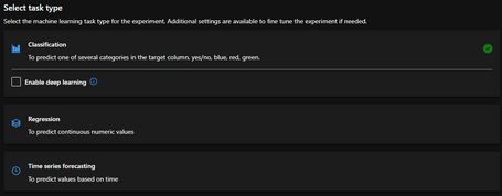 undefined Tipologías de experimentos disponibles en Azure AutoML