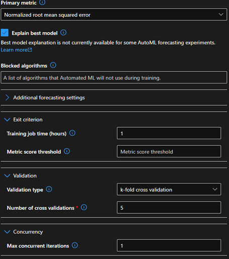 undefined Opciones adicionales de configuración del experimento