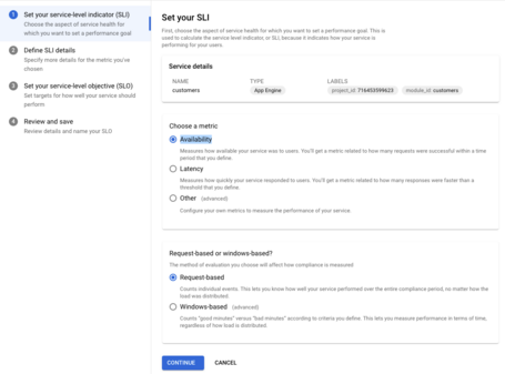 Creamos nuestro SLI. Creamos nuestro SLI, para este ejemplo usaremos Availability.