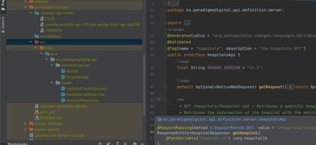 Código en la librería. Código en la librería, por una lado el modelo y por el otro el api.