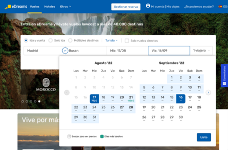 undefined Los buscadores de vuelos o viajes suelen tener este componente muy trabajado. Fuente: Edreams.