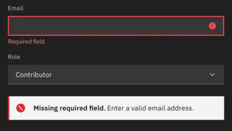 undefined Mensajes inline en Carbon Design System. Fuente: Carbon Design SystemSearch.