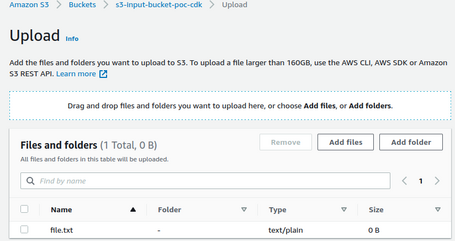 Subir fichero al bucket para ejecutar regla de Event Bridge.