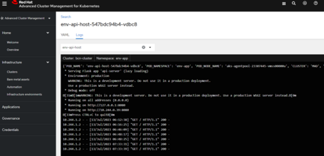 Logs en ACM de pod en Azure