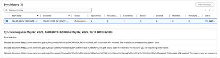 Sync result Screen showing page processing errors, caused by attempting to parse external pages beyond the main one.