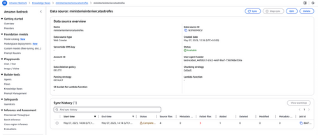 Step 6: Sync knowledge base Screen showing the synchronization of the knowledge base by entering it and clicking "Sync".