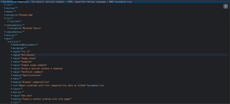 Captura total de la visualización del árbol de accesibilidad de una página.