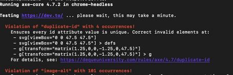 Batería de tests usando el comando axe