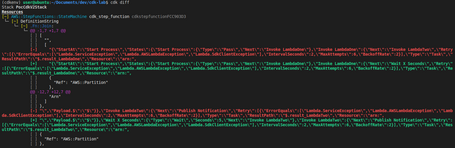 Salida del comando cdk diff.