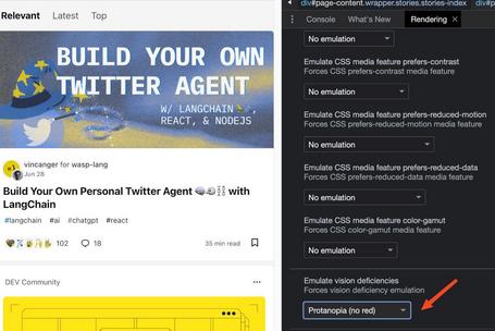 Ejemplo de ceguera del color para el rojo