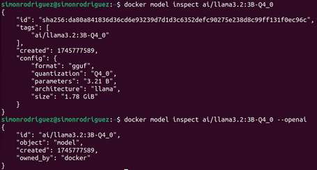 Comandos CLI: inspect docker model