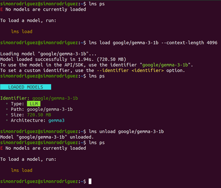 Comandos CLI: unload