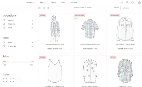 undefined Imagen donde se muestra un pantallazo de una web retail con varios productos en venta para añadir al carrito