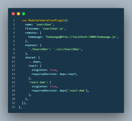 undefined Ejemplo de configuración del microfrontend de búsqueda de productos.