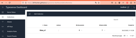 Collections Typesense "collection" section where we can browse our collections