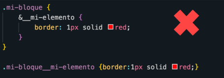 CSS concatenar selectores Ejemplo en CSS de cómo no se puede concatenar selectores
