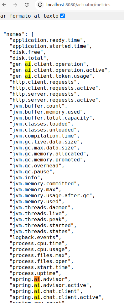 Metrics list of metrics that can be enabled