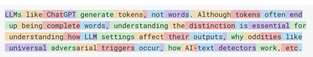 Tokens word and token split
