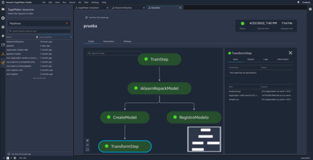 undefined Figura 3 - Canalización de vista en Sagemaker Studio.