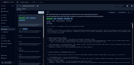 Figura 1: enrutado del agente supervisor hacia el resto de agentes especializados desde Langfuse.
