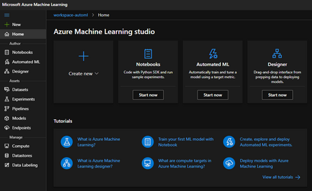 undefined Espacio de trabajo de Machine Learning Studio