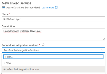 Elección del motor de ejecución en un linked service dentro de Data Factory.