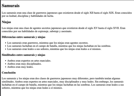 Fichero con el contenido de nuestra web.