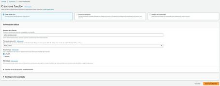 Función Lambda en nuestra cuenta de AWS. Creamos la función Lambda en nuestra cuenta de AWS.