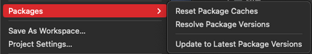 Menú xcode Imagen que muestra los componentes del menú xcode en swift package manager