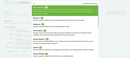 Spring Initializr Pantalla principal de Spring Initializr