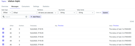 undefined Pantallazo del status topic en kafka ui