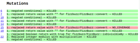 List of mutations List of mutations. On line 15 there is a mutant that has survived