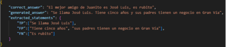 Ejemplo de TP, FP y FN extraídos por LLM para el posterior cálculo de métricas