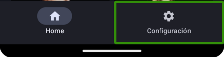 Focusable element Image showing a home button and a settings button in a row, highlighting the settings button with a green rectangle
