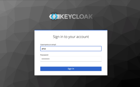 pantalla de sign in en keycloak del ejemplo