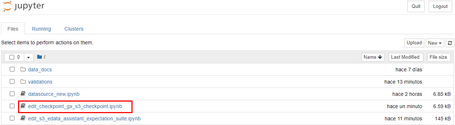 Nuevo notebook que se ha generado con el Checkpoint