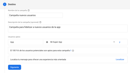 Personalización de campaña. Pantalla de personalización de campaña.