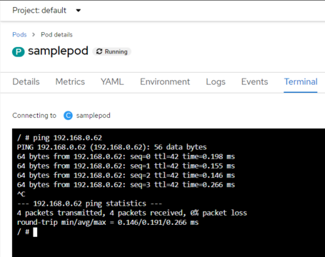 Ping desde el Pod a la VM Ping desde el Pod a la VM