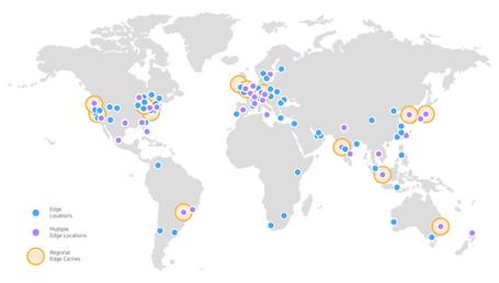 Distintas regiones de AWS en el mundo.