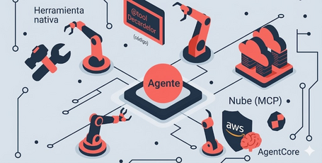 tooling ecosystem: native, custom, server with Model Context Protocol (MCP), and Bedrock AgentCore