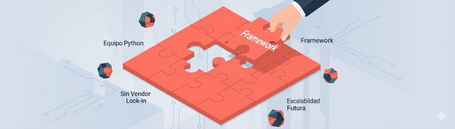 image of a puzzle formed by: Python team, framework, future scalability and no vendor lock-in
