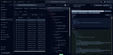 Figura 3: trazabilidad y observabilidad desde Langfuse.