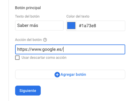 La url de destino a la que nos lleva la ventana. Definimos URL a la que se llevará al usuario tras la interacción con la ventana.