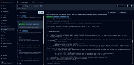 Figura 2: muestra del uso de técnicas avanzadas de prompting desde Langfuse.